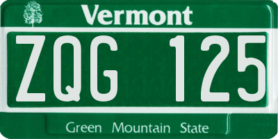 VT license plate ZQG125