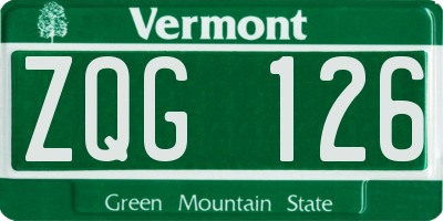 VT license plate ZQG126