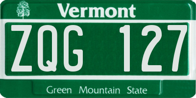 VT license plate ZQG127