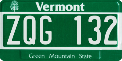VT license plate ZQG132