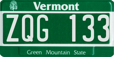 VT license plate ZQG133