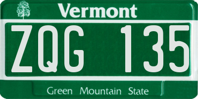 VT license plate ZQG135