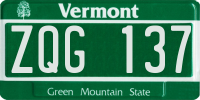 VT license plate ZQG137
