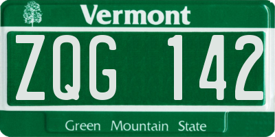 VT license plate ZQG142