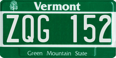VT license plate ZQG152