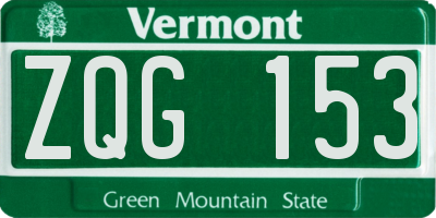 VT license plate ZQG153