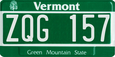 VT license plate ZQG157