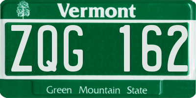 VT license plate ZQG162