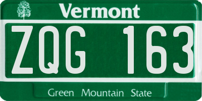 VT license plate ZQG163