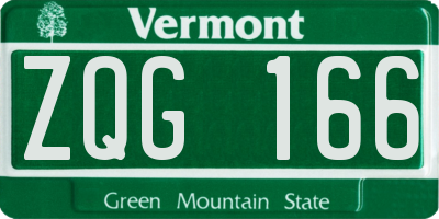 VT license plate ZQG166