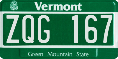 VT license plate ZQG167