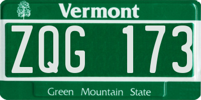 VT license plate ZQG173
