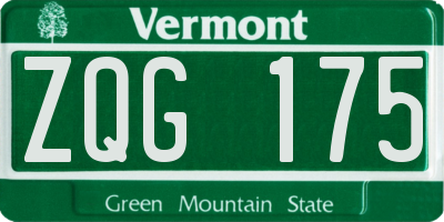 VT license plate ZQG175