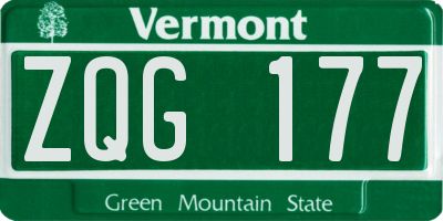 VT license plate ZQG177
