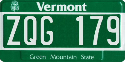 VT license plate ZQG179