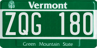 VT license plate ZQG180
