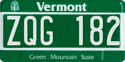 VT license plate ZQG182