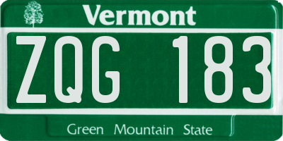 VT license plate ZQG183