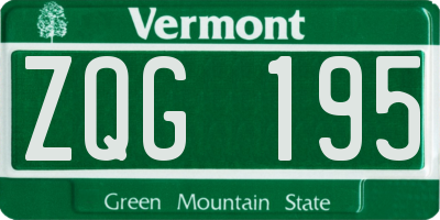 VT license plate ZQG195
