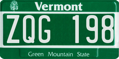 VT license plate ZQG198