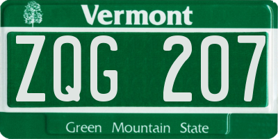 VT license plate ZQG207