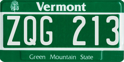 VT license plate ZQG213