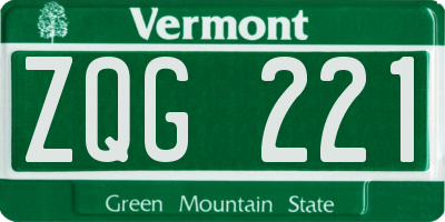 VT license plate ZQG221