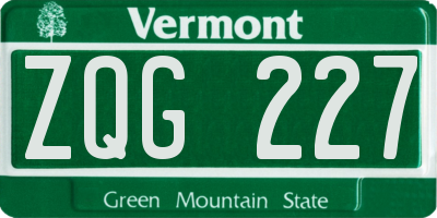 VT license plate ZQG227