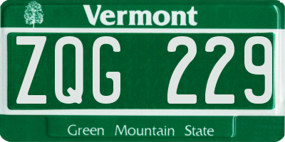 VT license plate ZQG229