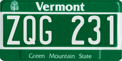 VT license plate ZQG231