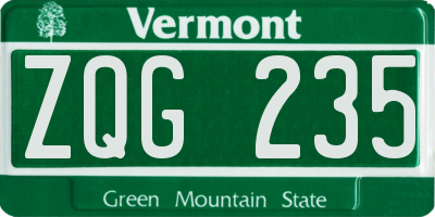 VT license plate ZQG235