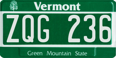 VT license plate ZQG236