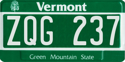 VT license plate ZQG237
