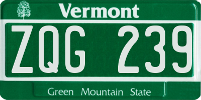 VT license plate ZQG239