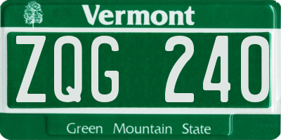 VT license plate ZQG240
