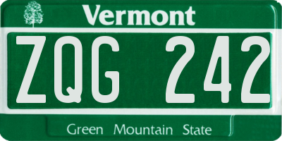 VT license plate ZQG242