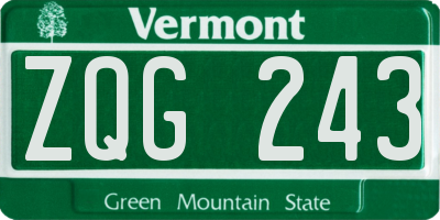 VT license plate ZQG243