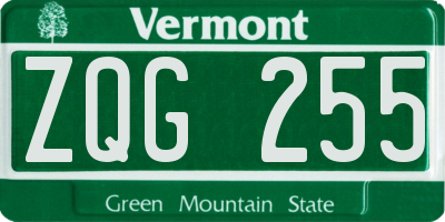 VT license plate ZQG255