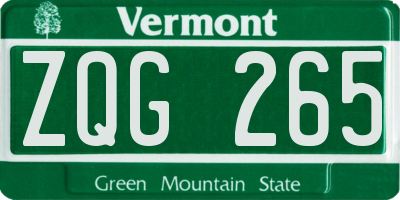 VT license plate ZQG265