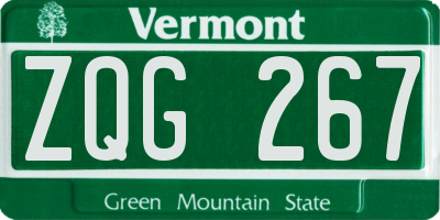 VT license plate ZQG267