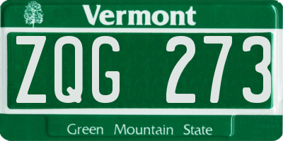 VT license plate ZQG273