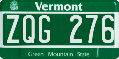VT license plate ZQG276