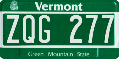 VT license plate ZQG277