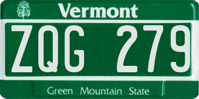 VT license plate ZQG279