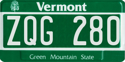 VT license plate ZQG280