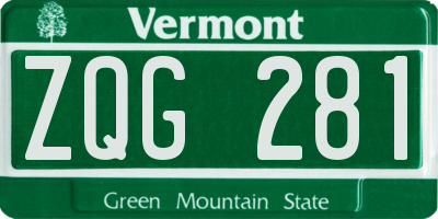 VT license plate ZQG281