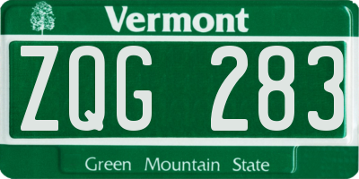 VT license plate ZQG283