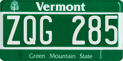 VT license plate ZQG285