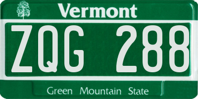VT license plate ZQG288