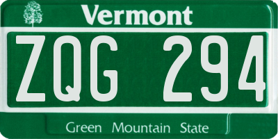VT license plate ZQG294